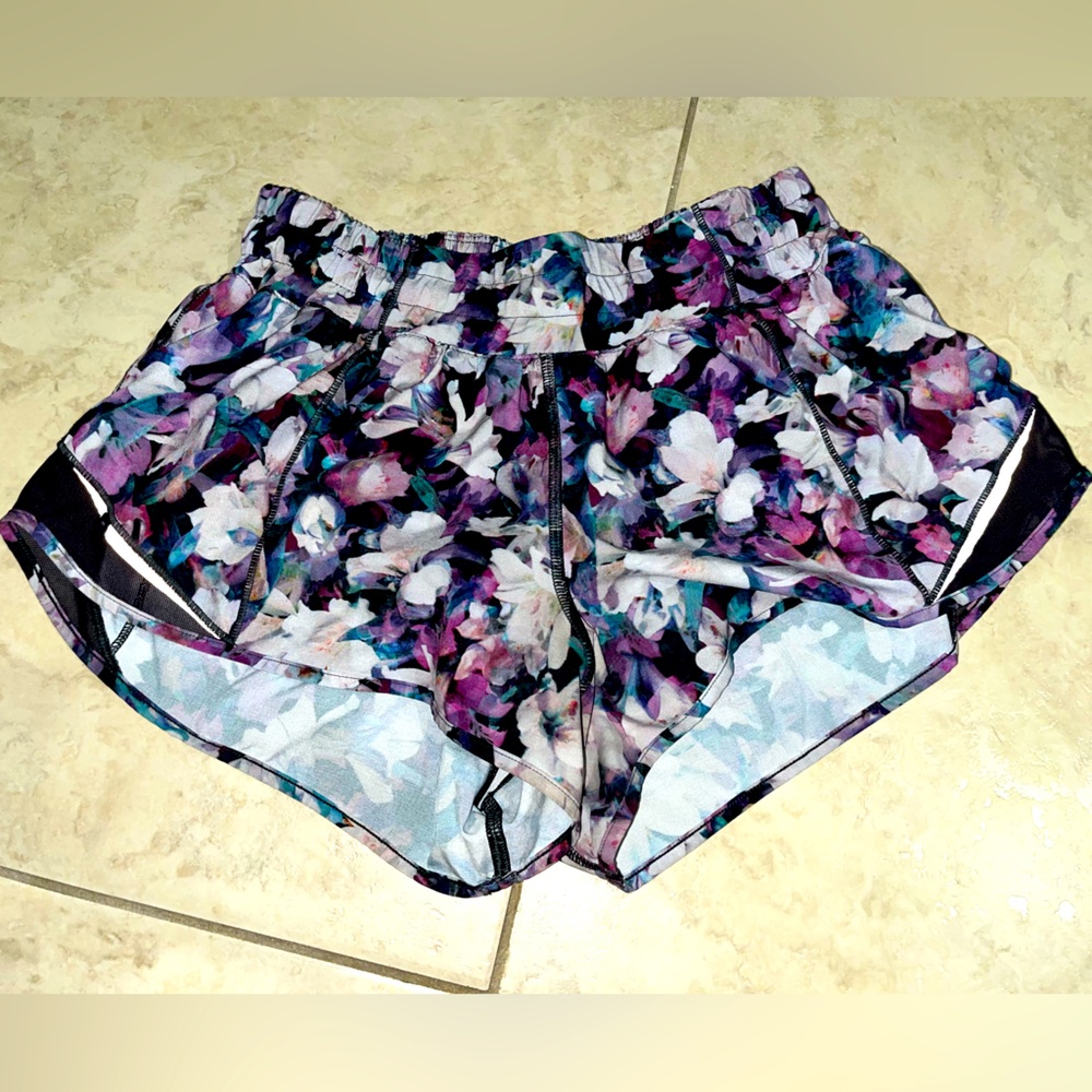 Lulu Lemon Shorts, Multi-Colored Floral Pattern, Size 4